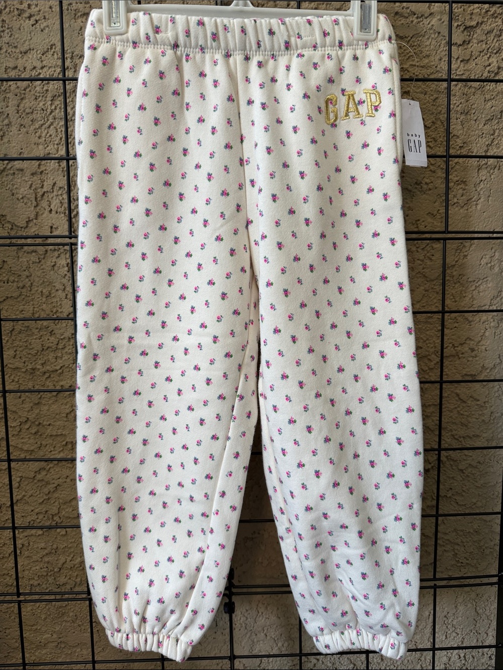 GAP Cream Floral Kids Sweatpants Pants